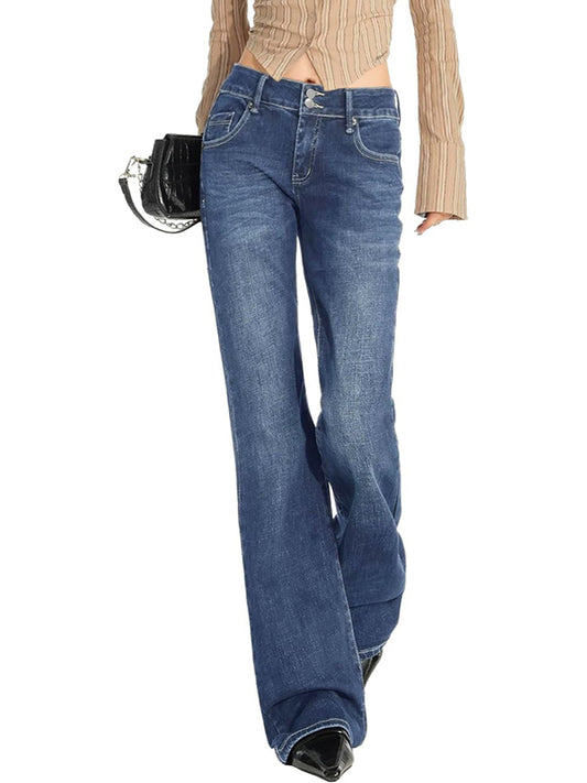Double Breasted Low Rise Bootcut Jeans
