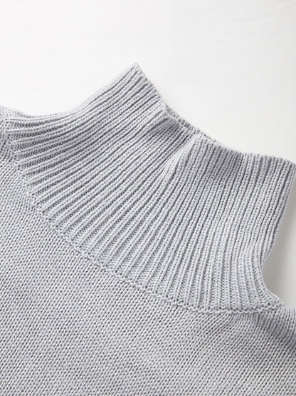 Solid High Neck Loose Sweater