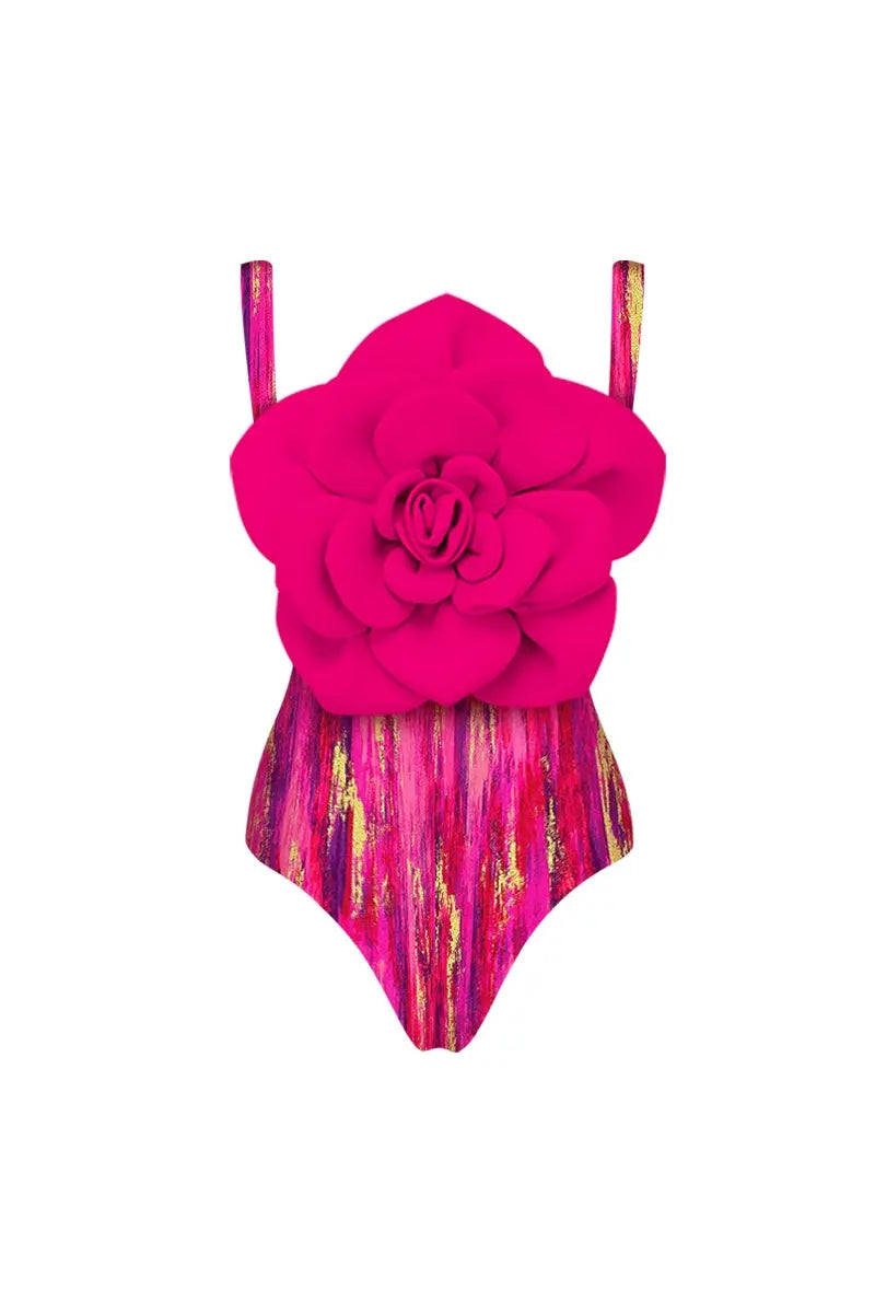Traje de baño de una pieza con estampado floral en la parte delantera