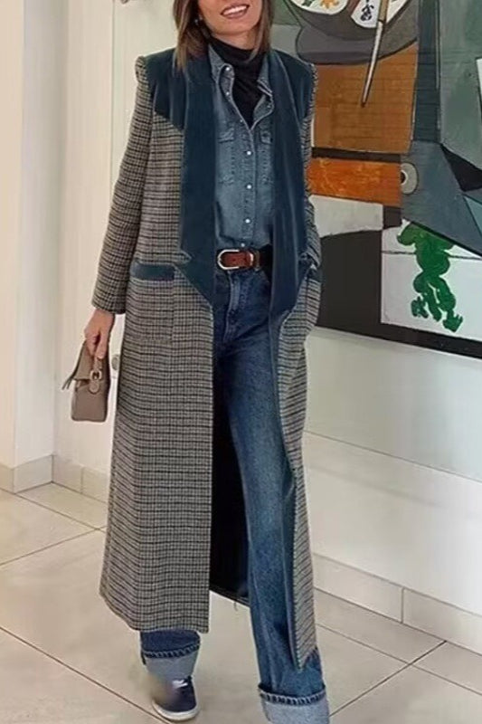 Plaid Wool Style Commuter Overcoat