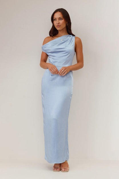 Solid Sleeveless Asymmetric Formal Dress