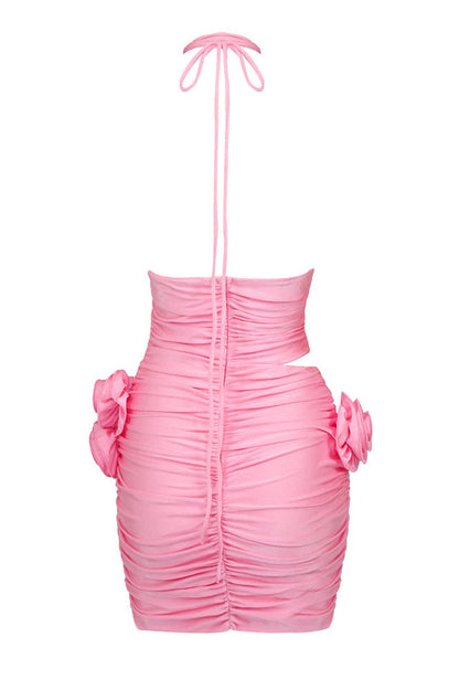 Flower Appliqu  Cut Out Minidress