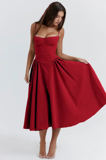 Nina | Sleeveless Corset Midi Dress