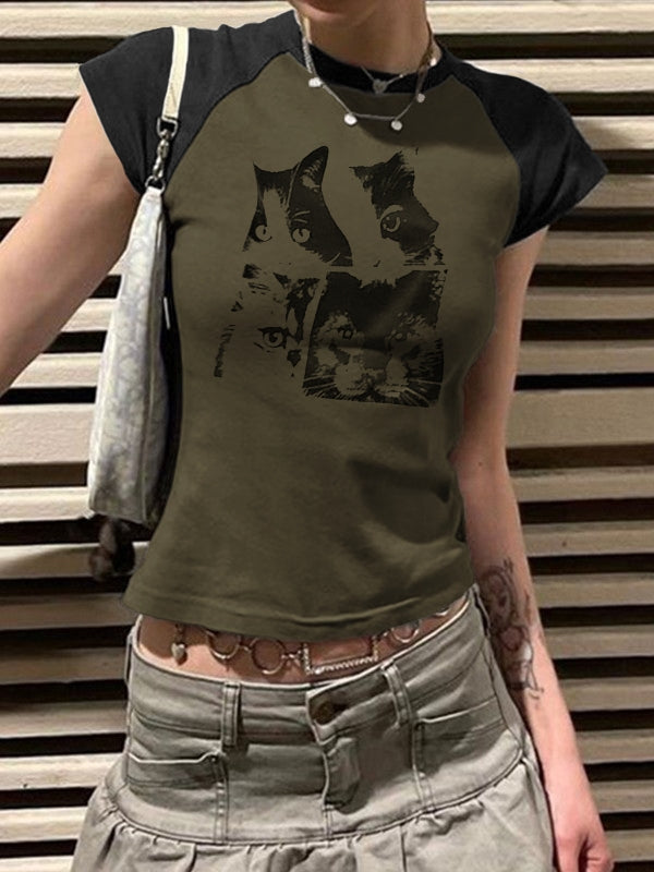 Street Spider Raglan Sleeve Cropped Top