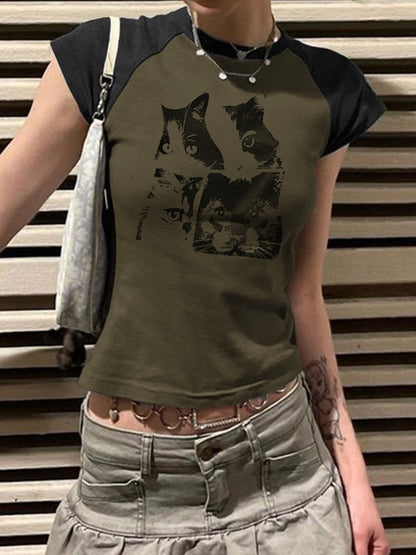 Street Spider Raglan Sleeve Cropped Top