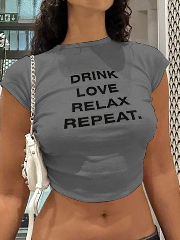 Letter Print Short Sleeve Tee
