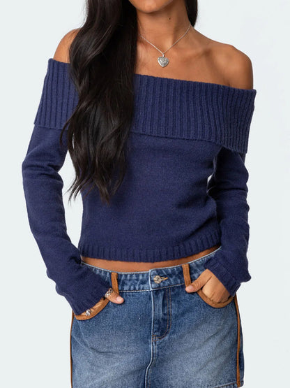 Off Shoulder Long Sleeves Knits