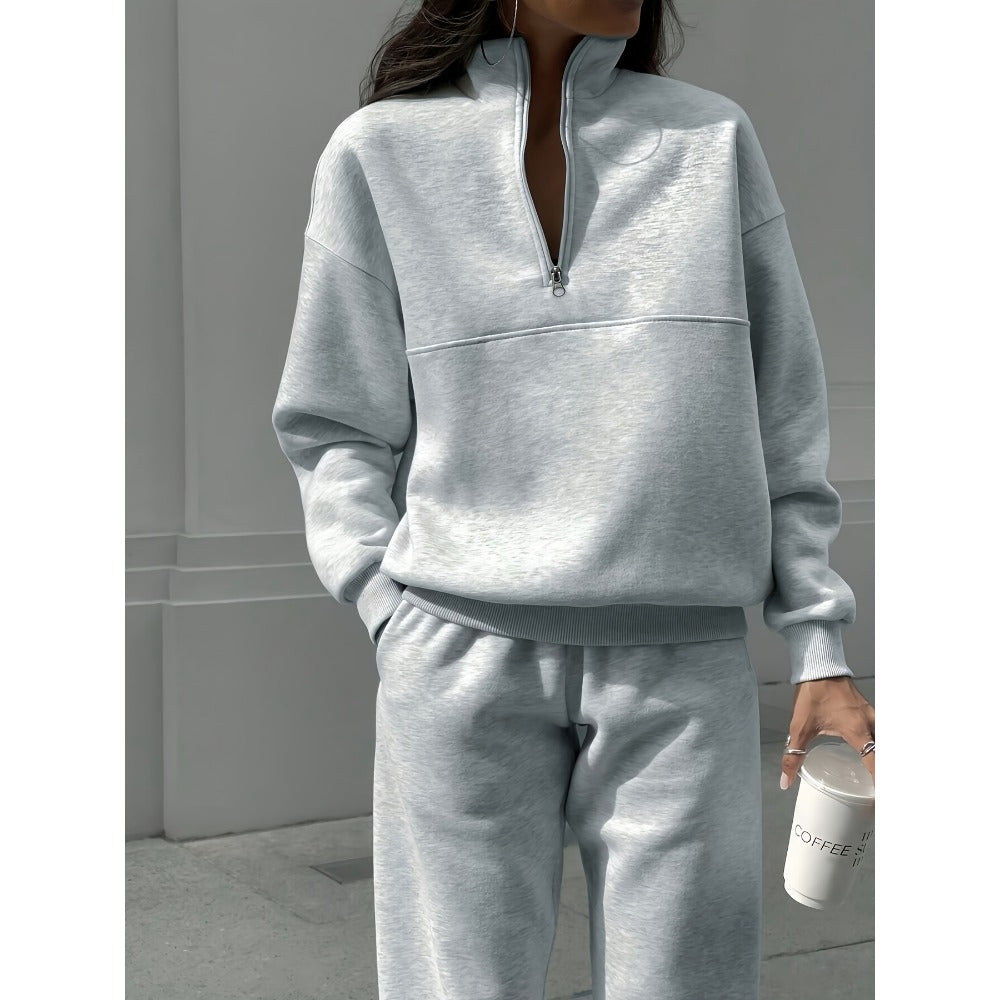 Half Zip Sweatshirt and Jogger Set for Women - Stefania