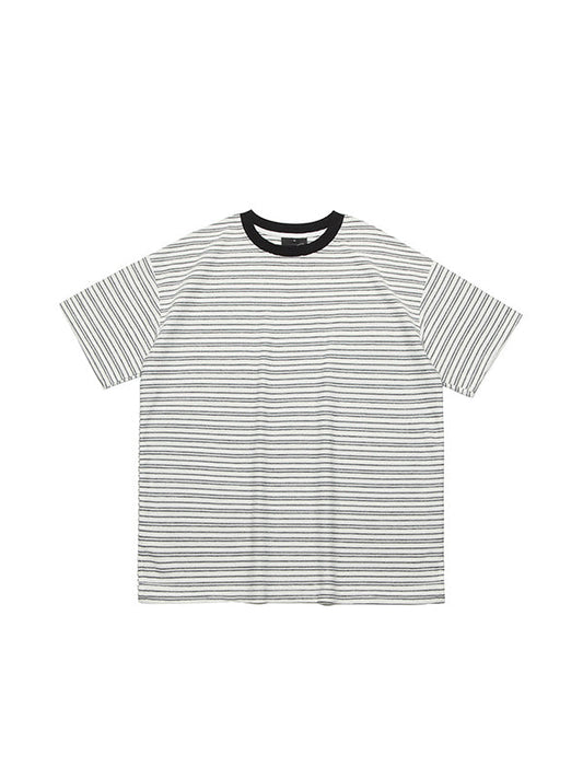 2000s Striped Print Oversized Short Sleeve Tee
