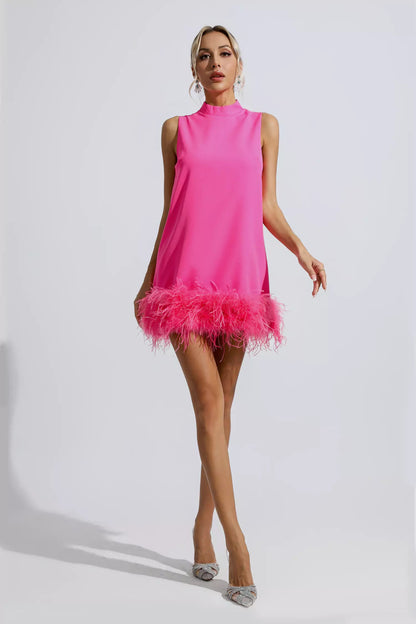 Hope Pink Feather Mini Dress