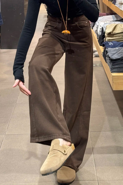 Curved Hem Straight Leg Wide Leg Jeans