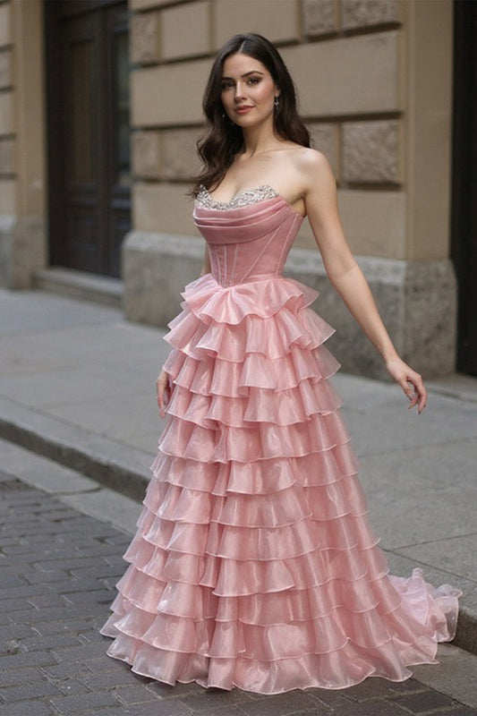 Crystal Mesh Corset Ball Gown Prom Dress
