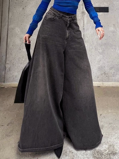 Gray Wash Loose Flare Boyfriend Jeans