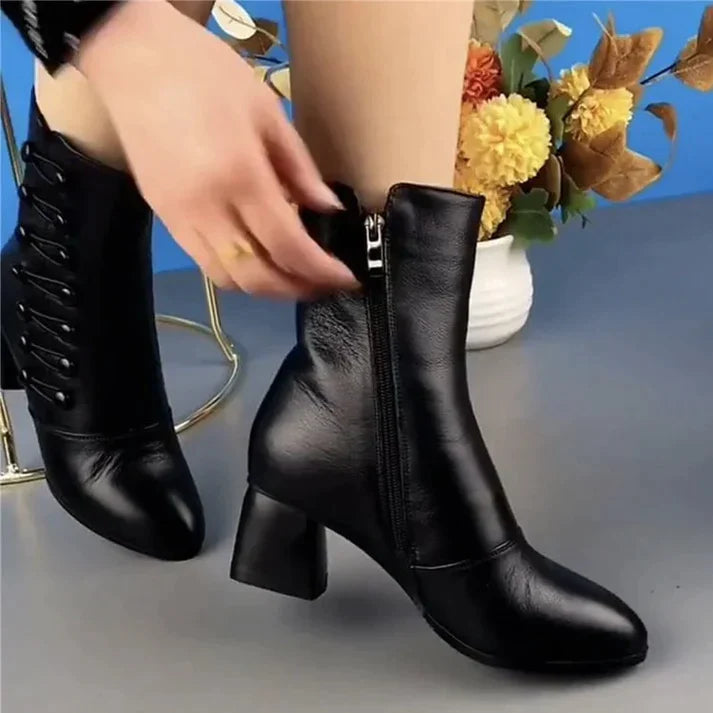 Botas veganas clásicas lisas con tacón para mujer | Ideales para el día a día