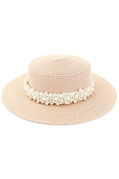 Pearl Embellished Beach Hat