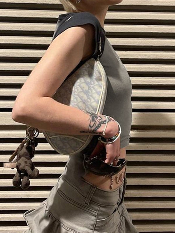 Lettering Racing Raglan Sleeve Cropped Top