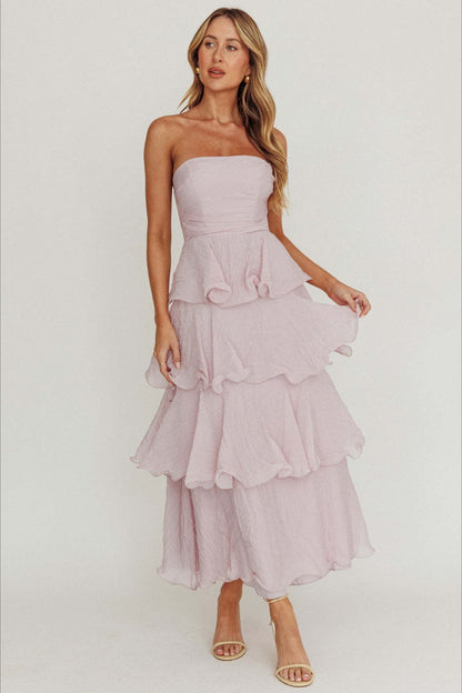 Sexy Slim Fit Strapless Backless Ruffled Prom Dress