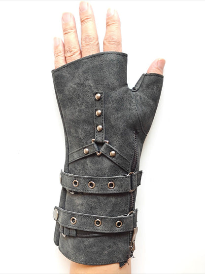 Steampunk Rivet Belt Buckle Gloves