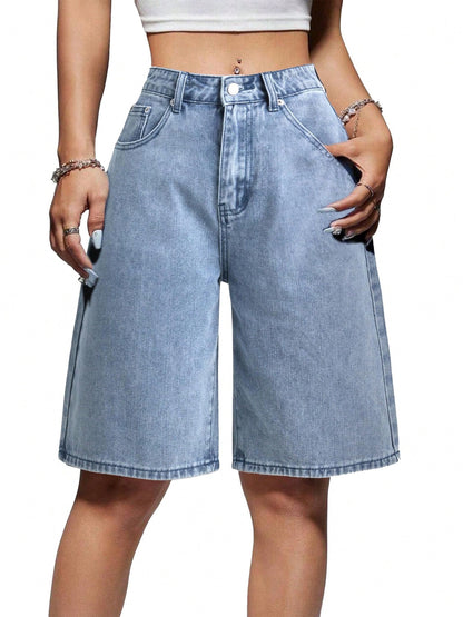 Women's Denim Shorts Mid-Low Waist Jean