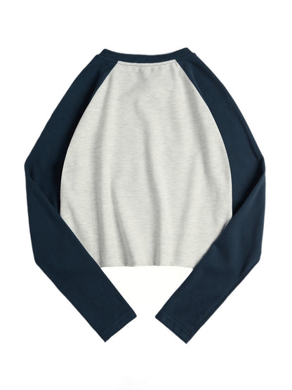 Blurred Heart Print Raglan Long Sleeve Tee