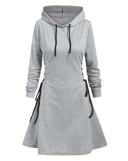 Skinny Waistband Long Hooded Sweatshirt