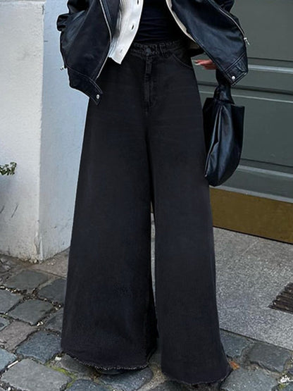 Raw Edge Mopping Black Flare Jeans
