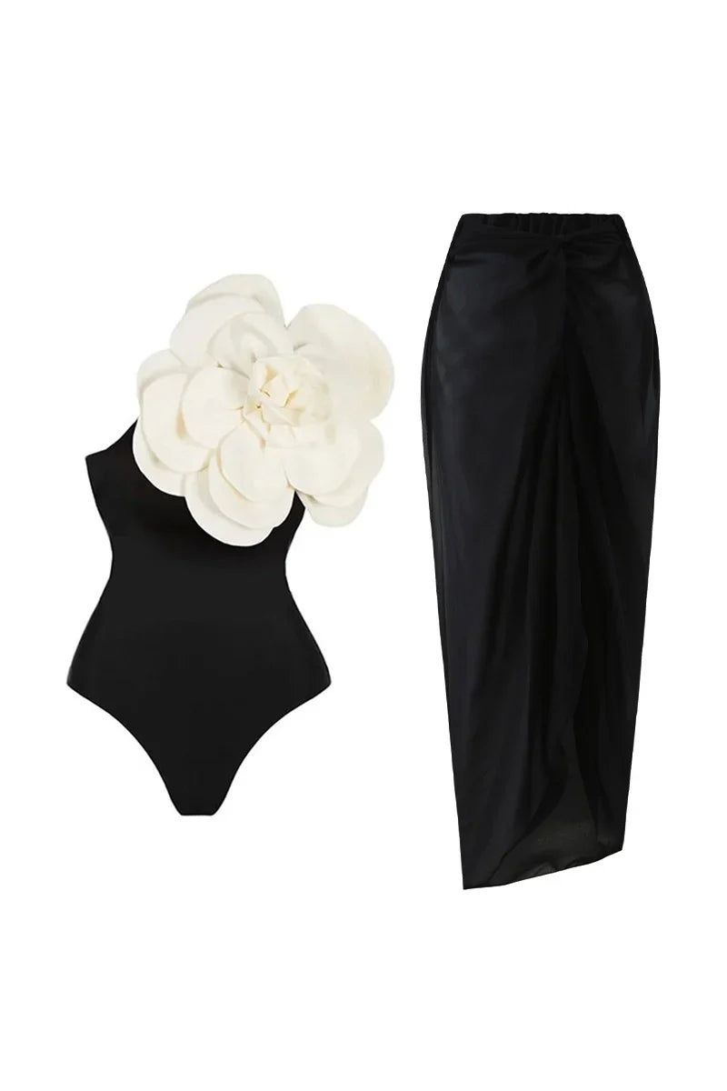 3D Floral One-Piece Swimsuit