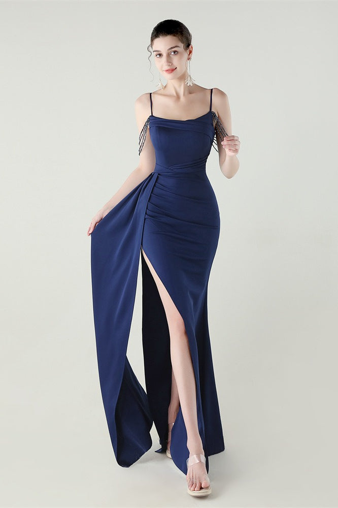 Satin Spaghetti Strap Mermaid Party Dress