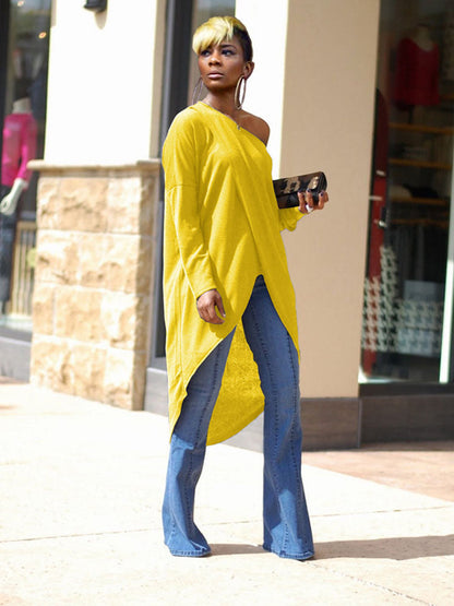 Irregular Oblique Shoulder Tops