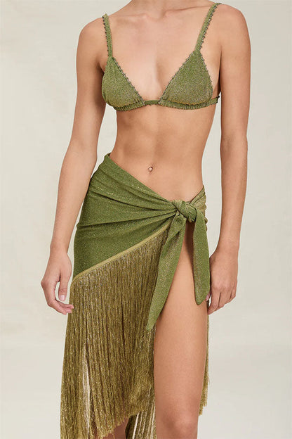 Metallic Tassel Scarf: Perfect for A Luxurious Halter Top or A Belted Skirt