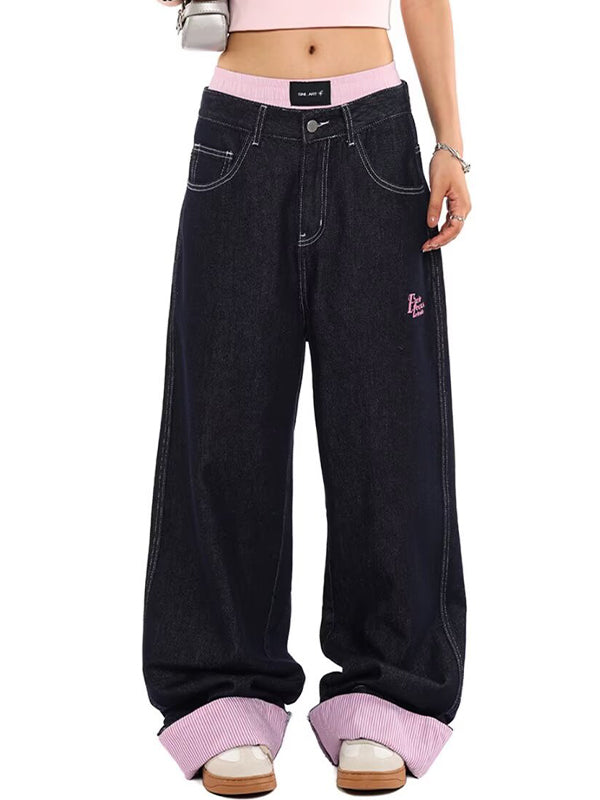 Design Sense Stitching Curling Boyfriend Jeans