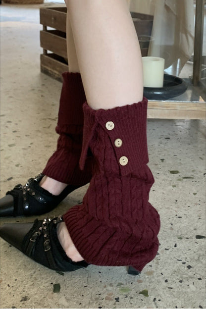 Cable Knit Foldover Button Leg Warmers