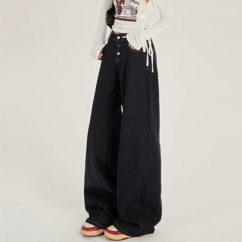 Medium wash button pocket low rise straight leg | Baggy Low Rise Jeans  | Festival Outfits Women