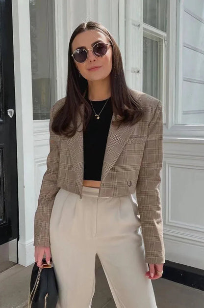 Plaid Short Casual Blazer