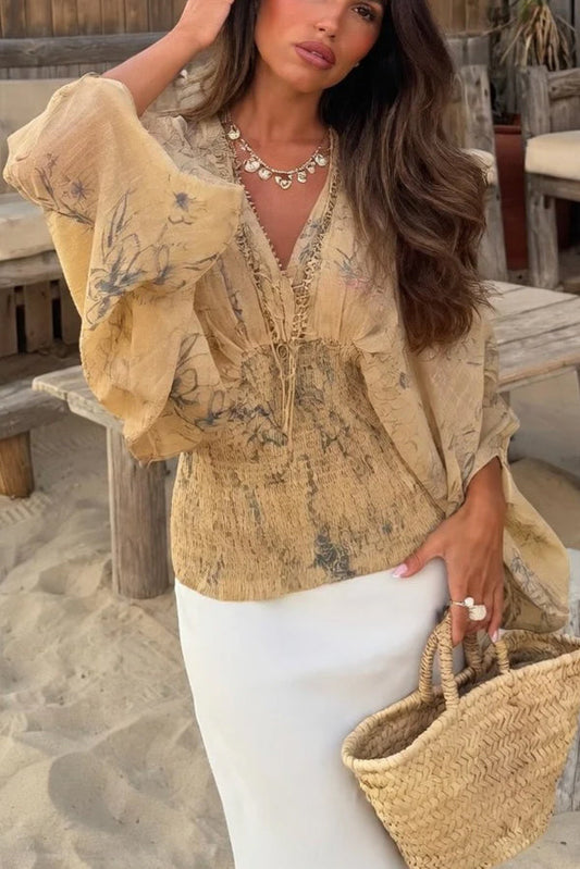 Bohemian Style Ibiza Embroidered Wide-sleeved Shirt