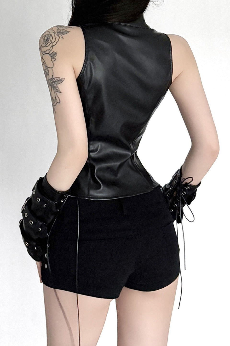 Punk Biker Metal Studded Leather Corset