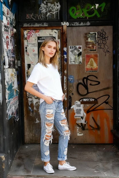 Straight Ripped Jeans