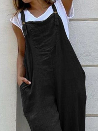 Solid Color Long Sling Jumpsuits