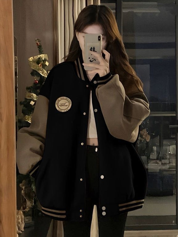 Contrast Colors Loose Casual Jacket