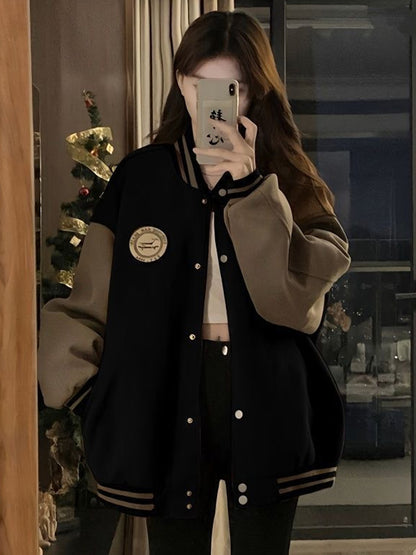 Contrast Colors Loose Casual Jacket