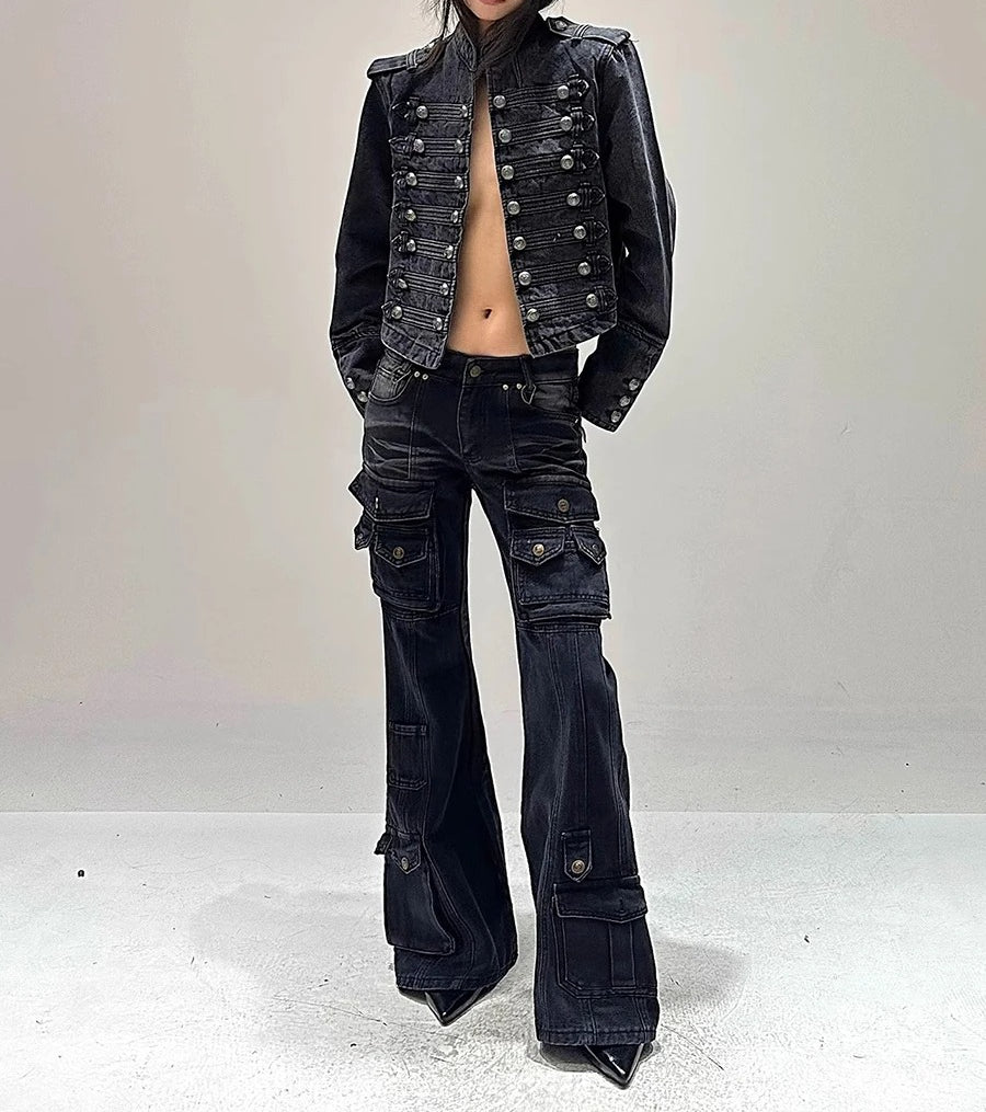 Stretch Grunge Flare Pants