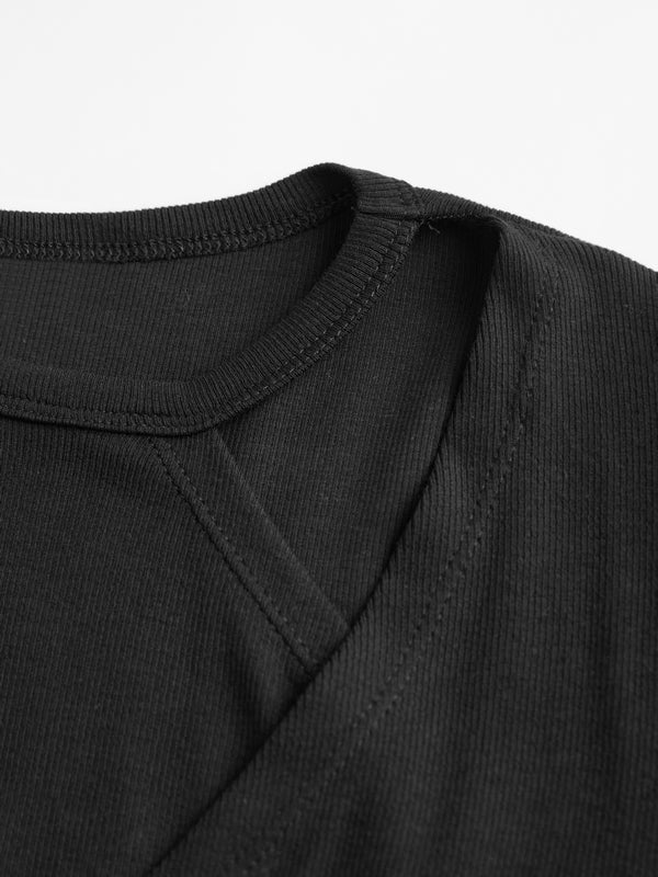 Cutout Irregular Neckline Long Sleeve Tee