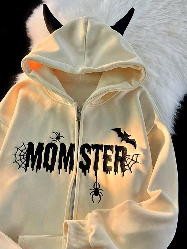 Street Spider Embroidered Devil Styling Oversized Hoodie