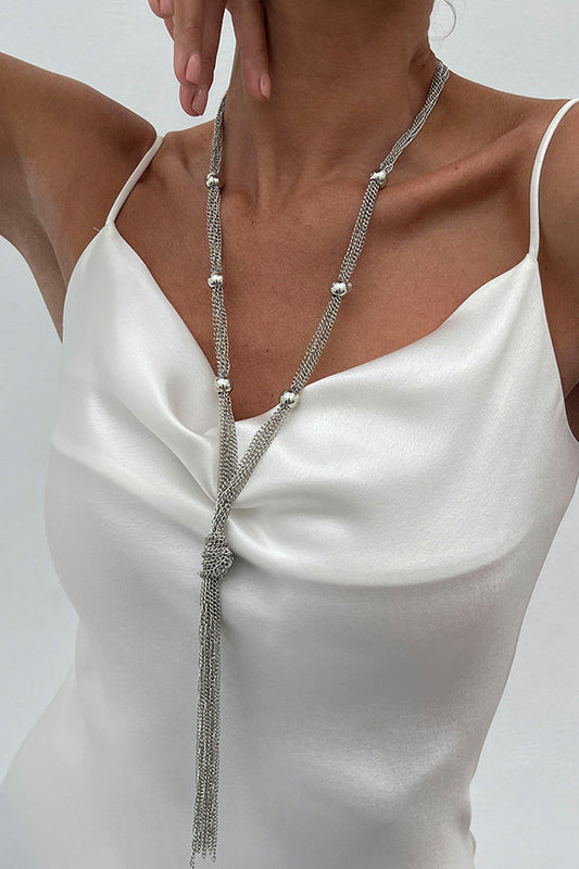 Simple Y-shaped Metal Tassel Chain Necklace