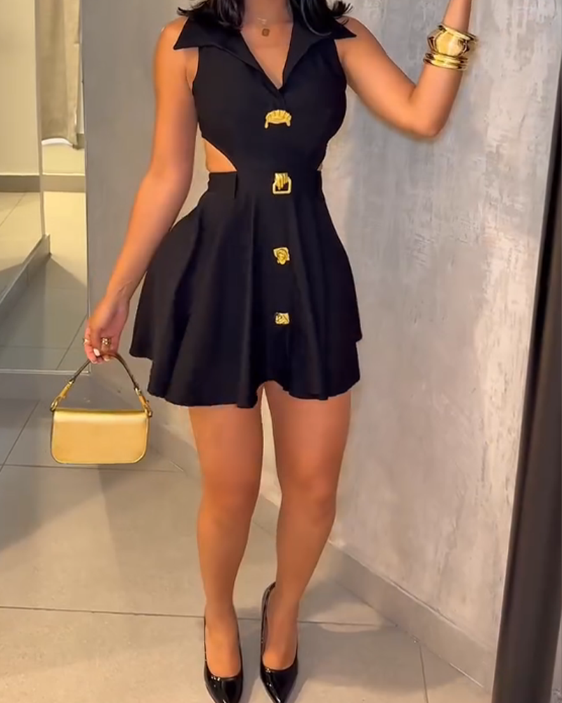 Waist Hollow Mini Dress