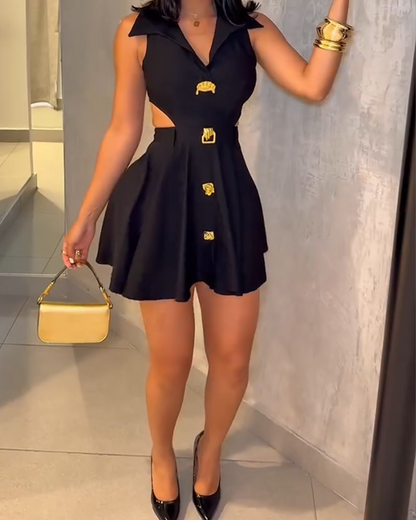 Waist Hollow Mini Dress