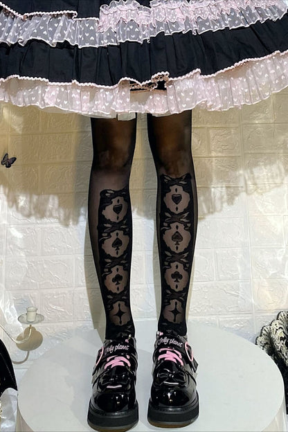 Gothic Lolita Black Thigh High Socks