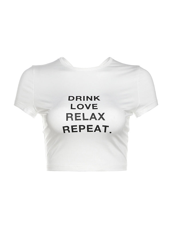 Letter Print Short Sleeve Tee