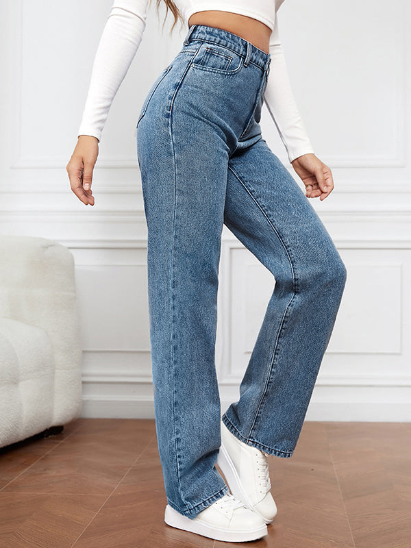 Vintage Wash Elastic Boyfriend Jeans