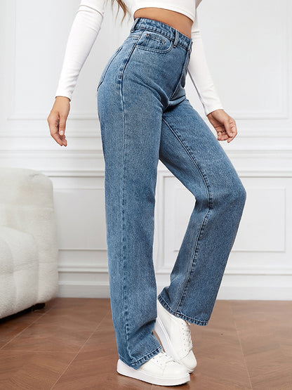 Vintage Wash Elastic Boyfriend Jeans